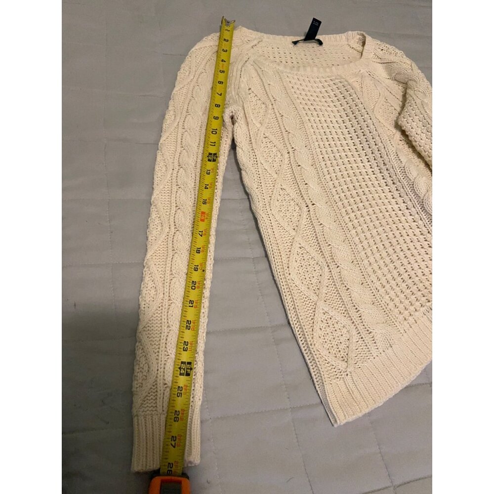 Lauren Ralph Lauren Sweater Women's Size S Cream Cable Knit Crewneck Coastal LS - Picture 5 of 9